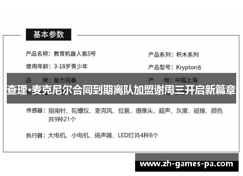 查理·麦克尼尔合同到期离队加盟谢周三开启新篇章